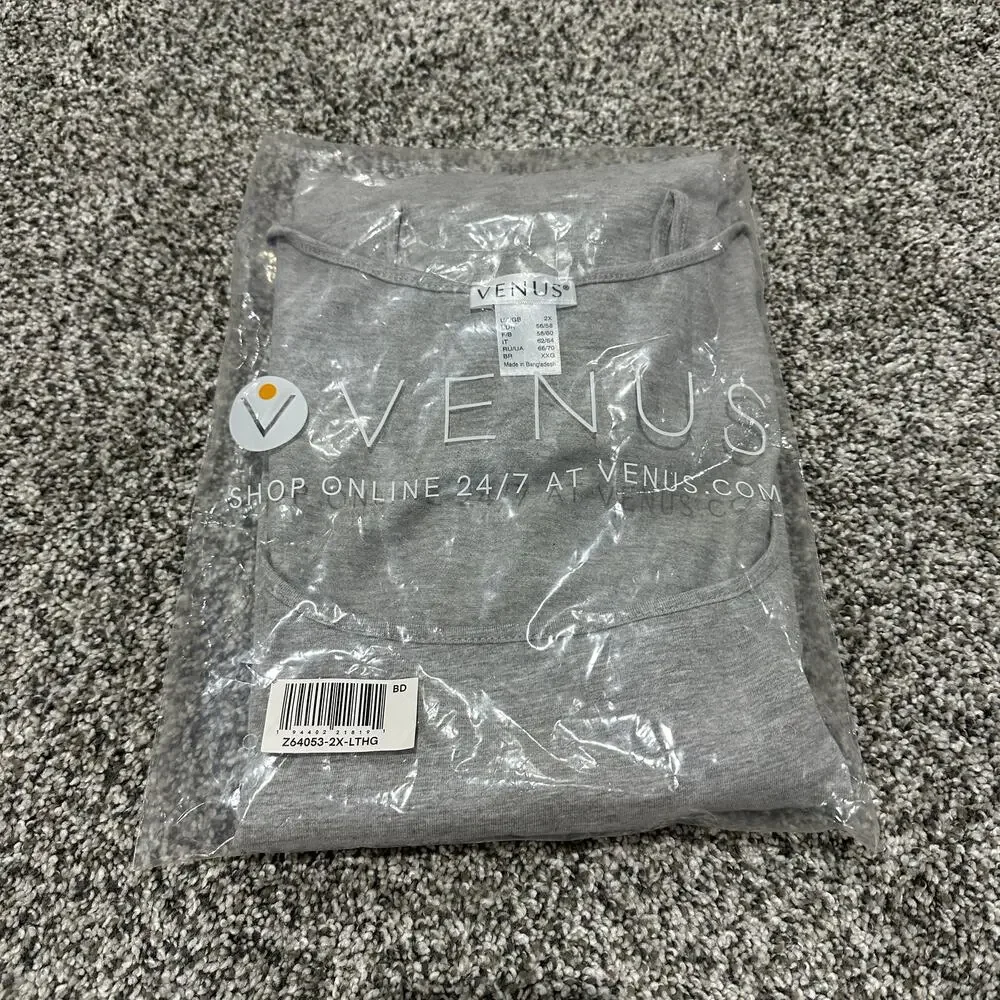 New with tags, VENUS Gray Square Neck Ruched Side Tank Top, Size 2X - Picture 4 of 10